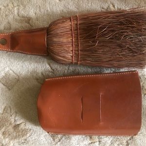 Antique suit broom. English leather case. Excellent antique condition